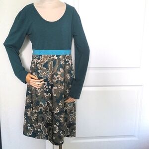 Prana women's outdoor dress green floral paisley long sleeve EUC sz Lrg